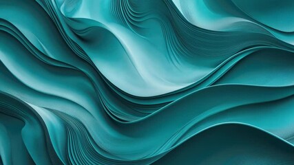 Poster - Mesmerizing Abstract Design Flowing Waves in Turquoise, Smooth Curves Evoking Depth, Movement, and Elegance for Tranquil Experience.