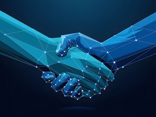 Aufkleber - Abstract Polygonal Handshake Representing Digital Partnership