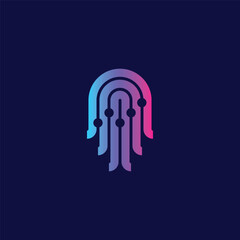 Poster - octopus jellyfish dot data digital logo design