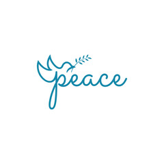 Poster - peace wordmark pigeon logo design