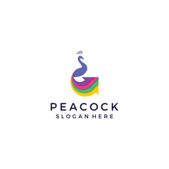Leinwandbilder - peacock rainbow up rupright arrow logo design