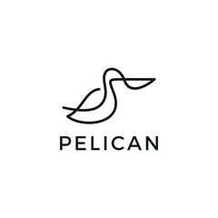 Leinwandbilder - pelican bird line art logo design