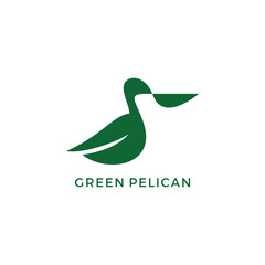 Leinwandbilder - pelican bird with leaf logo design