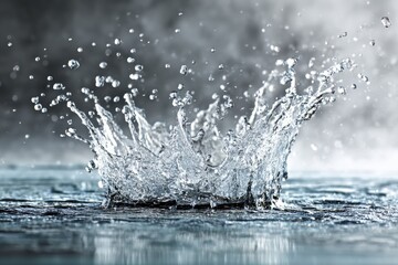 Poster - Dynamic Splash of Water Frozen Mid-Air With Intricate Details and Brilliant Shine Captured in a High-Speed Moment