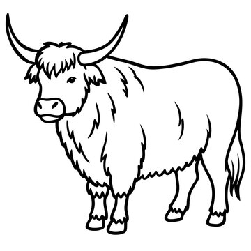 Minimalist Yak Vector Line Art