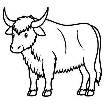 Minimalist Yak Vector Line Art
