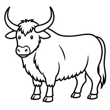 Minimalist Yak Vector Line Art