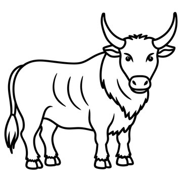 Minimalist Yak Vector Line Art
