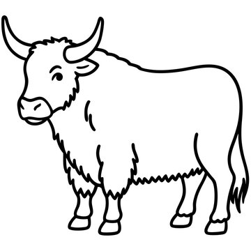 Minimalist Yak Vector Line Art