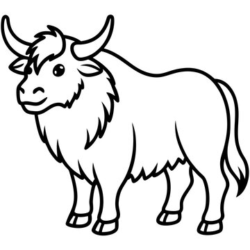 Minimalist Yak Vector Line Art