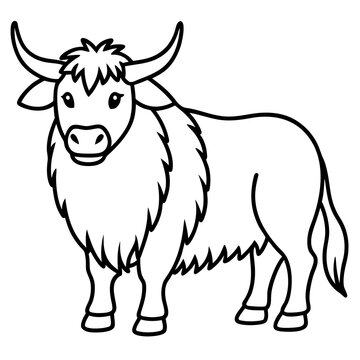Minimalist Yak Vector Line Art