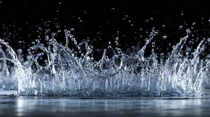Aufkleber - Water Splash Frozen in Mid-Air Showcasing Dynamic Detail and Shine Captured in a Dark Environment With Contrasting Highlights