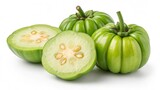 Fresh garcinia atroviridis fruit isolated on white background