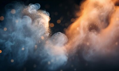 Wall Mural - A glowing cloud of dust particles floating in a dark background made with Generative AI technology