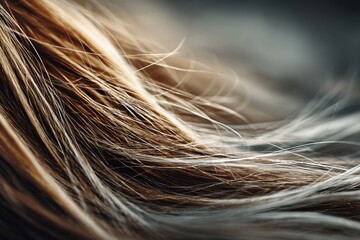 Aufkleber - Close-up View of Highlighted Hair Strands Showcases Texture and Depth Against a Softly Blurred Background