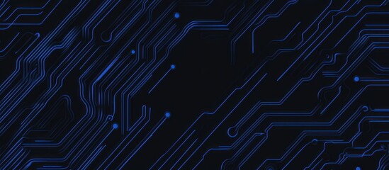 Poster - abstract dark background with intricate network of glowing blue lines creating a futuristic technological pattern representing connectivity and innovation with an ethereal and sophisticated feel