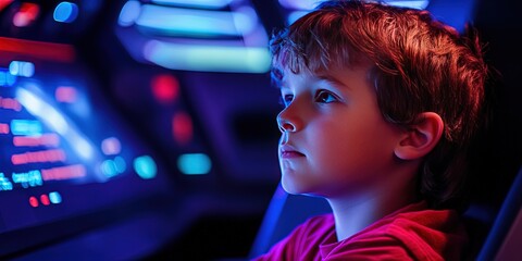 kid at space camp learning astronomy and space travel