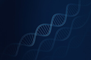 Poster - Delicate abstract DNA helix lines in soft gray swirl against a navy backdrop symbolizing strategy and business innovation through thoughtful decision making