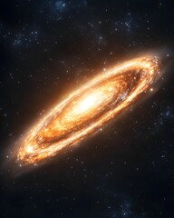 Wall Mural - Fiery orange spiral galaxy in deep space