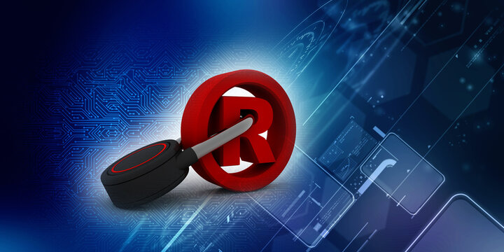 3d rendering Business Registered Trademark Symbol Concept
