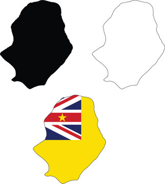 Niue Map icon. Niue Map Clipart. Niue Flag Map sign. Niue Outline. flat style.