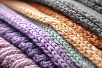 Poster - Knitted Wool Texture Showcasing Cozy Pastel Colors in Intricate Detail