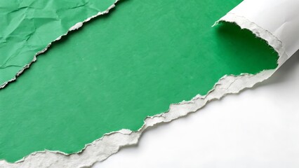 Poster - Torn White Paper Reveals Vibrant Green Background Texture Art