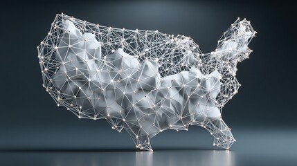 Poster - United states map featuring a network of connected lines representing blockchain adoption and distributed ledger technology