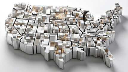 Poster - map of the united states demonstrating business accelerator concepts for economic growth and startup