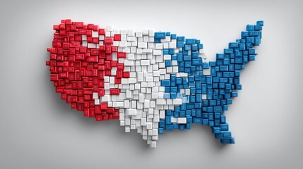 Poster - Abstract representation of the united states formed by colorful cubes symbolizing a cashless economy concept