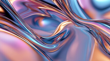 Fototapete - Iridescent Fluid Metallic Abstraction