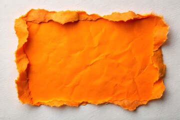 Poster - Vibrant Orange Torn Paper Texture with Rough Edges on White Surface