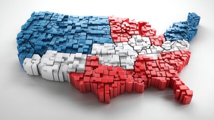 Poster - artistic representation of the united states with colors from the american flag highlighting corpora