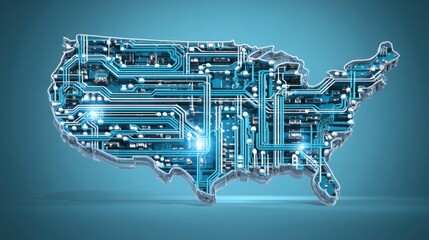 Poster - Comprehensive map of the united states illustrating the cyber industry and its contribution to the cybersecurity economy