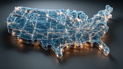 Poster - Map of the united states with emphasis on cyber tax concepts and digital service connectivity and infrastructure