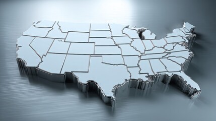 Poster - Detailed map of the united states illustrating digital assets, economy concepts, and tokenized financial systems