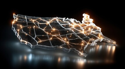 Poster - The united states with a glowing map highlighting innovations in digital banking and online financial services