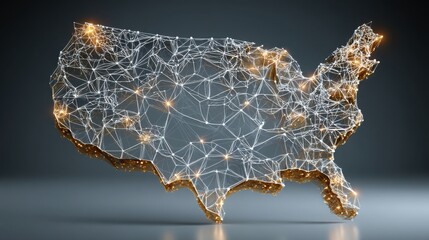Poster - The united states depicted with a digital currency symbol map illustrating innovations in crypto assets and finance