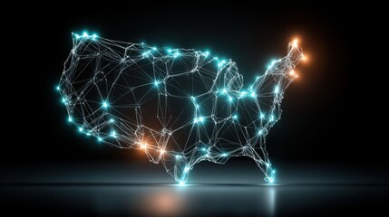 Poster - The united states featuring a glowing map symbolizing identity-based innovations in fintech and digital economy