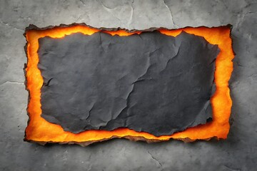 Poster - Abstract image of burned paper with glowing edges on textured background