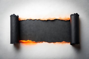 Poster - Dramatic Torn Black Paper Revealing Fiery Orange Light Backdrop