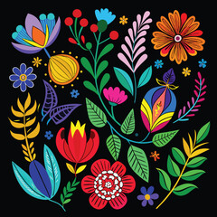 Aufkleber - Seamless floral pattern vector illustration with spring blossoms and decorative leaves for textile design