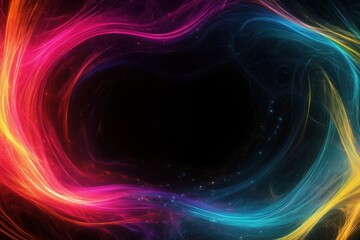 Fototapete - Abstract Colorful Swirls on Black Background