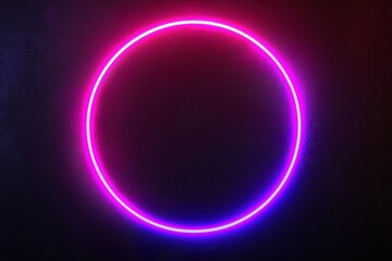 Fototapete - Neon Circle Glowing on a Dark Wall