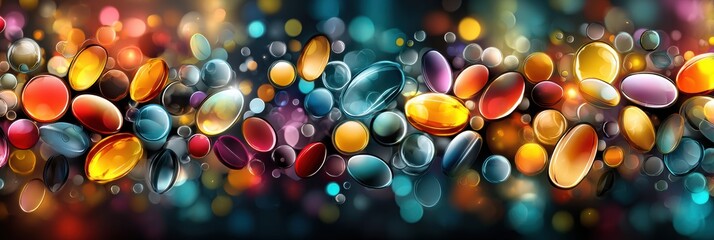 Aufkleber - Bursting Vitamin Capsules With Vibrant Color and Glow Showcasing Modern Healthcare Without Limits