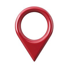 Poster - red 3D map pin icon with glossy finish, symbolizing location or navigation, isolated on transparency background. This simple yet striking design is often used in digital maps and applications