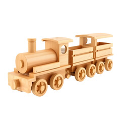 Poster - Classic Wooden Toy Train, A Nostalgic Plaything. Detailed 3d Render, Isolated On White. Perfect For Childhood Themes, Educational Projects, And Vintage Toy Collections. Simple, Clean, And Ready For