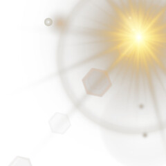 Wall Mural - Radiant flare overlays enhance photos with golden tone. Transparent lens burst spreads in smooth sunny ring. Glowing star sparkles softly on clean bright edges.
Yellow light effect 