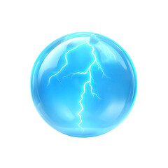 Poster - glowing blue sphere with electric lightning inside creates dynamic and energetic visual effect. transparent orb showcases bright, jagged lines of electricity, giving sense of power and movement