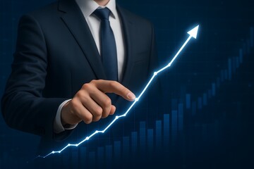 Poster - Business Growth Concept with Chart and Professional Man's Hand